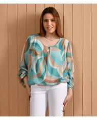 Túnica com folhos nas mangas