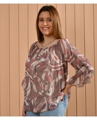 Túnica com folhos nas mangas