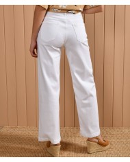 Calças de sarja de perna larga