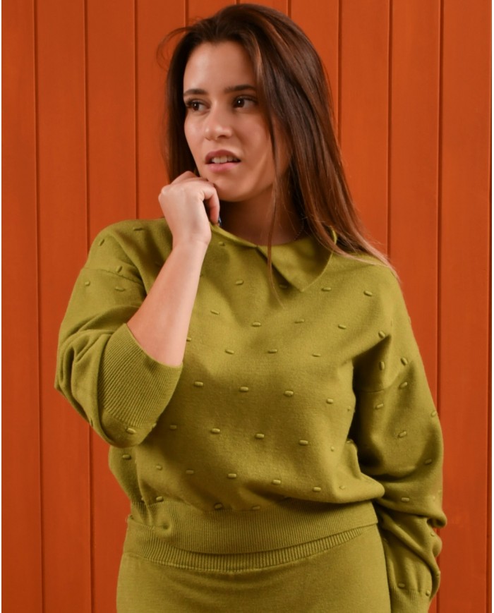 Camisola de malha com gola